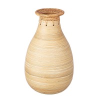 Βάζο ArteLibre Εκρού Μπαμπού-Rattan Φ19x33cm