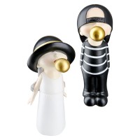 Φιγούρα Παιδί Με Τσιχλόφουσκα ArteLibre Λευκό-Μαύρο Polyresin 9x8.5x19cm Σε 2 Σχέδια