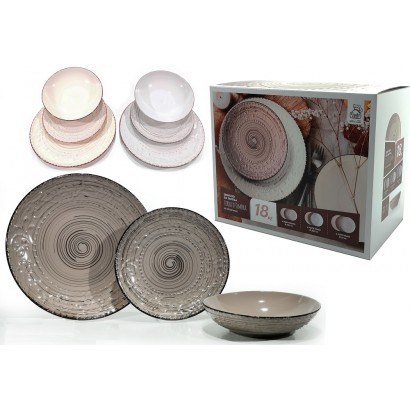 Σερβίτσιο Πιάτων 3 Σχεδίων Κεραμικό 27-20.3-20.3cm Σετ 18Τμχ