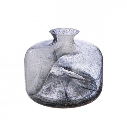 Βάζο Κολάρο 'Fumo' Γυαλί Μαύρο-Λευκό 18.5x22cm