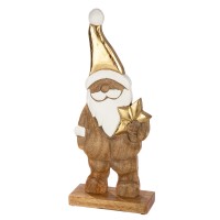 Φιγούρα Άγιος Βασίλης 'Natal' Αλουμίνιο-Ξύλο Μάνγκο Εκρού-Χρυσό-Λευκό 6x12.5x30.5cm