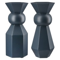 Κηροπήγιο ArteLibre Σκούρο Μπλε Μέταλλο 10x10x24cm Σε 2 Σχέδια