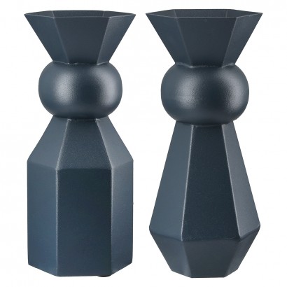 Κηροπήγιο ArteLibre Σκούρο Μπλε Μέταλλο 10x10x24cm Σε 2 Σχέδια