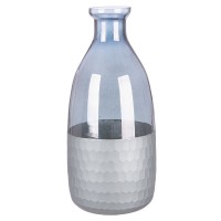Βάζο Μπουκάλι 'Canus' Γυαλί Γκρι-Ασημί 10x10x24cm