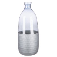 Βάζο Μπουκάλι 'Canus' Γυαλί Γκρι-Ασημί 13x13x33cm