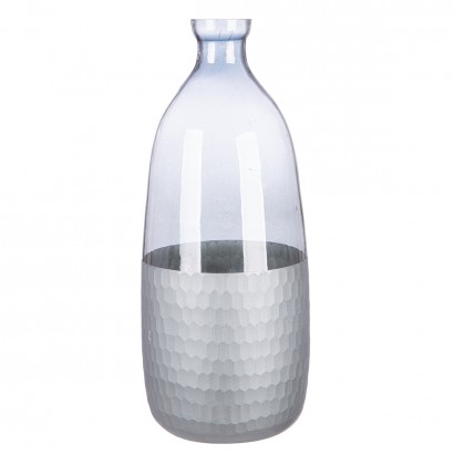 Βάζο Μπουκάλι 'Canus' Γυαλί Γκρι-Ασημί 13x13x33cm