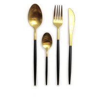 Σετ Μαχαιροπήρουνα Satin Μαύρο-Χρυσό Μέταλλο 24Τμχ