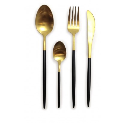 Σετ Μαχαιροπήρουνα Satin Μαύρο-Χρυσό Μέταλλο 24Τμχ