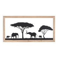 Ανάγλυφο τοίχου Ορθογώνιο Μοτίβο Ελέφαντα Μεταλλικό Μαύρο 30X1X60Cm 30X1X60Cm