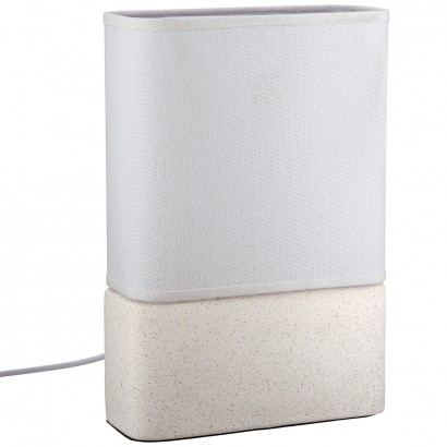 Φωτιστικό Επιτραπέζιο Ορθογώνιο Κεραμικό-Ύφασμα Μπεζ-Λευκό 20x8x30cm