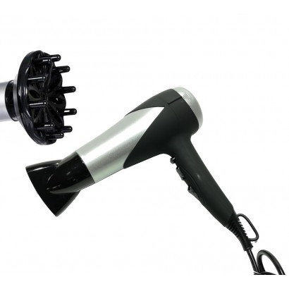 Πιστολάκι Μαλλιών Με 2 Ταχύτητες 3 Επίπεδα Θερμότητας Ασημί-Μαύρο 2000W