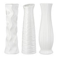 Βάζο Κεραμικό Λευκό Ποικιλία 3 φορές D9X34Cm D9X34Cm