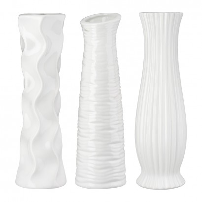 Βάζο Κεραμικό Λευκό Ποικιλία 3 φορές D9X34Cm D9X34Cm