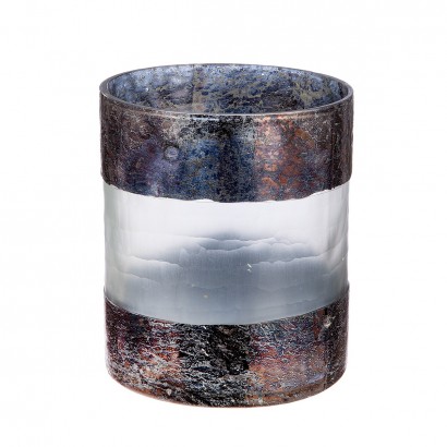 Ανεμοφωτιστικό Κυλινδρικό 'Ramon' Γυαλί Καφέ 15x13cm