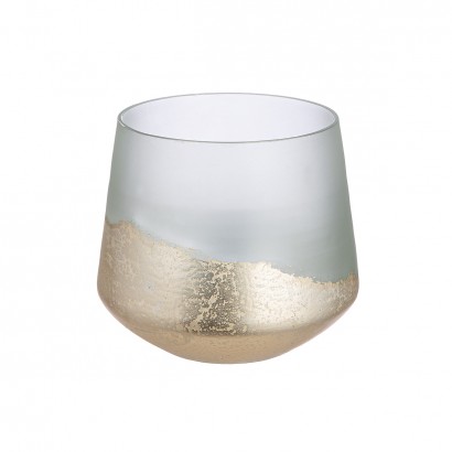 Ανεμοφωτιστικό 'Dorato' Γυαλί Διάφανο-Χρυσό 12x12cm