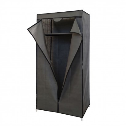 Ντουλάπα Ρούχων Γκρι Ύφασμα-Μέταλλο 75x45x160cm