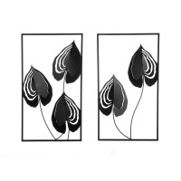 Ανάγλυφο τοίχου μοτίβο φύλλου μεταλλικό μαύρο 2 Ποικιλία 30X2X55Cm 30X2X55Cm