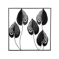 Ανάγλυφο τοίχου Μοτίβο φύλλου μεταλλικό μαύρο 55X2X55Cm 55X2X55Cm