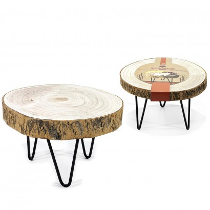 Δίσκος Σερβιρίσματος Αλλαντικών-Τυριών Κορμός Δέντρου Με Μεταλλικά Πόδια Φυσικό-Μαύρο Φ27x17cm