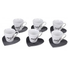 Κούπα 6cl 'Cafe' Με Πιατάκια Καρδιές Λευκό-Μαύρο Κεραμικό Σετ 12Τμχ Κούπα 6cl 'Cafe' Με Πιατάκια Καρδιές Λευκό-Μαύρο Κεραμικό Σετ 12Τμχ
