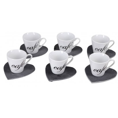 Κούπα 6cl 'Cafe' Με Πιατάκια Καρδιές Λευκό-Μαύρο Κεραμικό Σετ 12Τμχ Κούπα 6cl 'Cafe' Με Πιατάκια Καρδιές Λευκό-Μαύρο Κεραμικό Σετ 12Τμχ