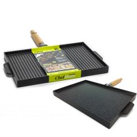 Γκριλιέρα Chef Stone Αντικολλητική-Αλουμίνιο-Ξύλινη λαβή 35x25x2.8cm