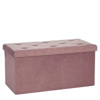 Πουφ Αναδιπλούμενο Ροζ Βελούδο 76x38cm