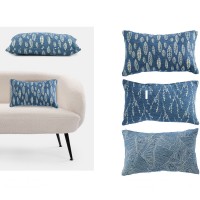 Μαξιλάρι Jacquard Μπλε-Λευκό 100% Πολυεστέρας 30x50cm Σε 3 Σχέδια