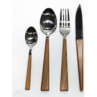 Σετ Μαχαιροπήρουνα Καφέ-Inox Μέταλλο-Ξύλο 24Τμχ