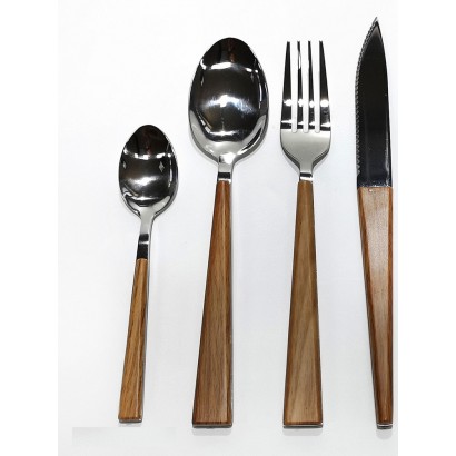 Σετ Μαχαιροπήρουνα Καφέ-Inox Μέταλλο-Ξύλο 24Τμχ