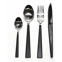 Σετ Μαχαιροπήρουνα Μαύρο-Inox Μέταλλο-Ξύλο 24Τμχ