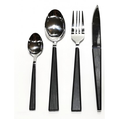 Σετ Μαχαιροπήρουνα Μαύρο-Inox Μέταλλο-Ξύλο 24Τμχ Σετ Μαχαιροπήρουνα Μαύρο-Inox Μέταλλο-Ξύλο 24Τμχ