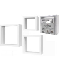 Σετ Ράφια Κυβικά Λευκά Ξύλο 25x25x9cm-20x20x9cm-15x15x9cm 3Τμχ