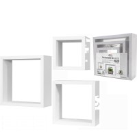 Σετ Ραφιών Κύβοι Λευκό Ξύλο 35x35x12cm-30x30x12cm-25x25x12cm 3Τμχ