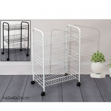 Τρόλεϊ Μεταλλικό Μαύρο-Λευκό 40x26x62cm Σε 2 Χρώματα Τρόλεϊ Μεταλλικό Μαύρο-Λευκό 40x26x62cm Σε 2 Χρώματα