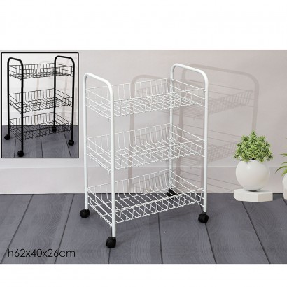 Τρόλεϊ Μεταλλικό Μαύρο-Λευκό 40x26x62cm Σε 2 Χρώματα