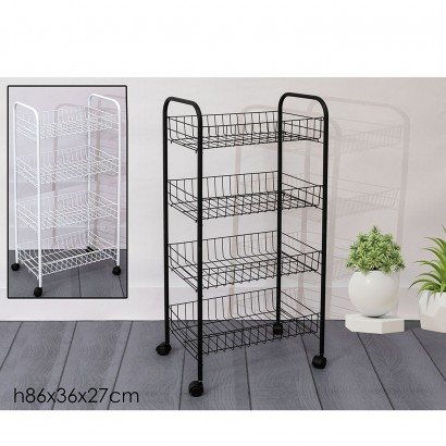 Τρόλεϊ Μαύρο-Λευκό Μέταλλο 36x27x86cm Σε 2 Χρώματα