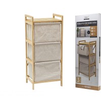 Συρταριέρα μπεζ-ξύλο ύφασμα-μπαμπού 44x33x96cm