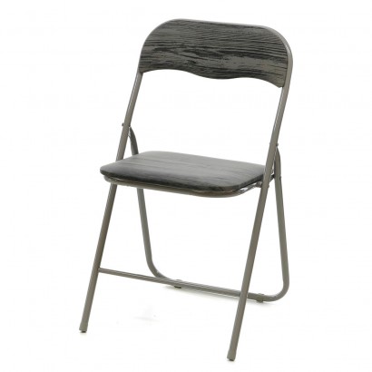 Kαρέκλα Πτυσσόμενη Γκρι Με Εφέ Ξύλο Μέταλλο-PU 43x44x78cm