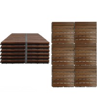 Σετ 6 Πλακίδια Καφέ Ακακία-Πλαστικό 30x30x1.9cm