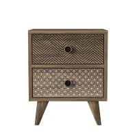 Κομοδίνο ArteLibre KALYMNOS Καρυδί Με Σχέδιο 40x30x48cm Κομοδίνο ArteLibre KALYMNOS Καρυδί Με Σχέδιο 40x30x48cm