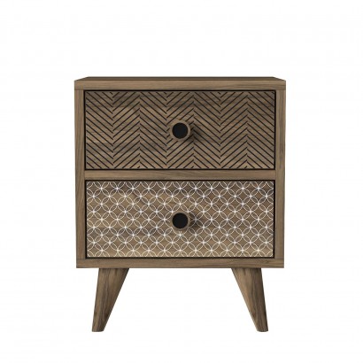 Κομοδίνο ArteLibre KALYMNOS Καρυδί Με Σχέδιο 40x30x48cm Κομοδίνο ArteLibre KALYMNOS Καρυδί Με Σχέδιο 40x30x48cm