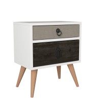 Κομοδίνο ArteLibre KIMOLOS Λευκό-Φυσικό-Καφέ 45x30x52cm