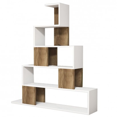 Βιβλιοθήκη ArteLibre PRUNELA Λευκό-Καρυδιά 120x22x131cm