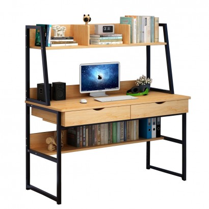 Γραφείο ArteLibre LILY FRANS Οξιά-Μαύρο MDF-Μέταλλο 100x48x135cm