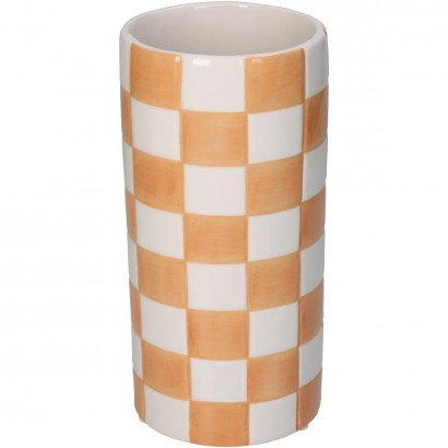 Βάζο ArteLibre Σκακιέρα Πορτοκαλί Δολομίτης 10.2x10.2x20.3cm