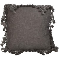 Μαξιλάρι ArteLibre Με Φούντες Γκρι Βαμβακερό 45x45cm