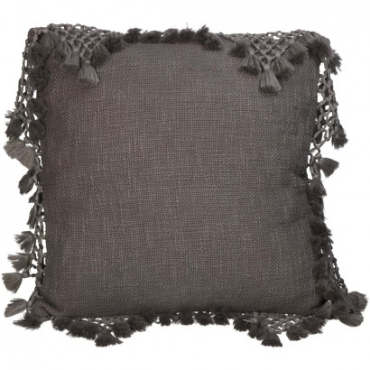 Μαξιλάρι ArteLibre Με Φούντες Γκρι Βαμβακερό 45x45cm