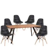 Σετ Τραπεζαρία (6+1) ArteLibre AOSA Μαύρο-Honey Maple Μέταλλο-MDF-Βελούδο 200x100x76cm 14990424 Σετ Τραπεζαρία (6+1) ArteLibre AOSA Μαύρο-Honey Maple Μέταλλο-MDF-Βελούδο 200x100x76cm 14990424