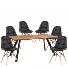 Σετ Τραπεζαρία (6+1) ArteLibre AOSA Μαύρο-Honey Maple Μέταλλο-Ξύλο-PVC-MDF 180x90x76cm 14990412 Σετ Τραπεζαρία (6+1) ArteLibre AOSA Μαύρο-Honey Maple Μέταλλο-Ξύλο-PVC-MDF 180x90x76cm 14990412